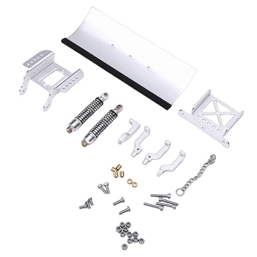 1/18 RC Metal Snow Plow, Alloy Replacement Snow Plow, Hydraulic Damping for RC Crawler Car with Shock Absorption for Winter Scenes & Obstacle Clearing (Silver) - color: Silver