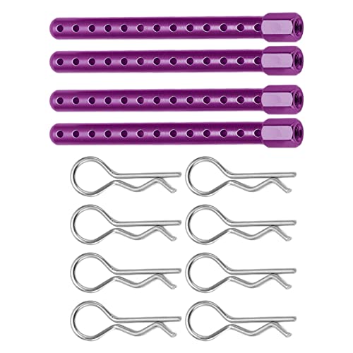 RC Body Post, Purple High Strength Aluminum Alloy Car Shell Column, Adjustable Height Buckle for HSP 1/10 94102 94103 RC Cars On Road Racing - color: Purple
