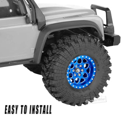 1.3" Beadlock Wheel Tires Set for 1/18 1/24 SCX24 TRX4M RC Crawler Car,Alloy RC Wheel Rims Brass Coating Rings All Terrain RC Tires,Navy Blue - color: Navy Blue(4pcs)