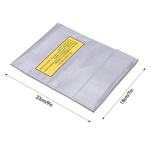 Alomejor RC Lipo Battery Bag Fire Storage for Charging Compatible with Various Aircraft Batteries 18x23cm (Silver) - size: Silver