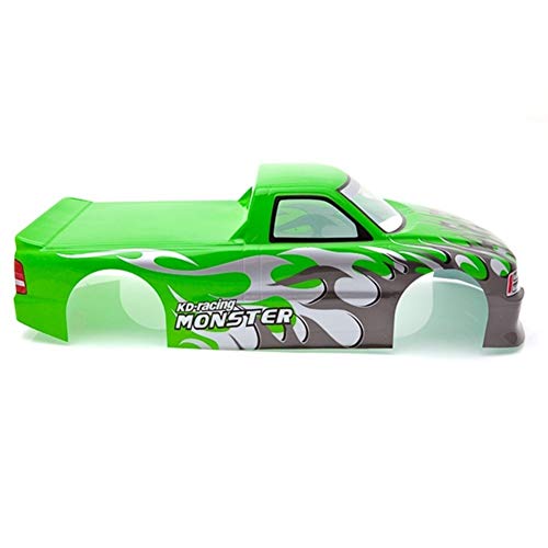 2pcs for 1/10 RC Car Venom T-10 PVC Painted Body Shell Pick Up Truck Width 205mm Wheelbase 255mm - Green & Red