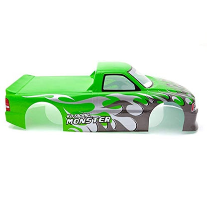 2pcs for 1/10 RC Car Venom T-10 PVC Painted Body Shell Pick Up Truck Width 205mm Wheelbase 255mm - Green & Red