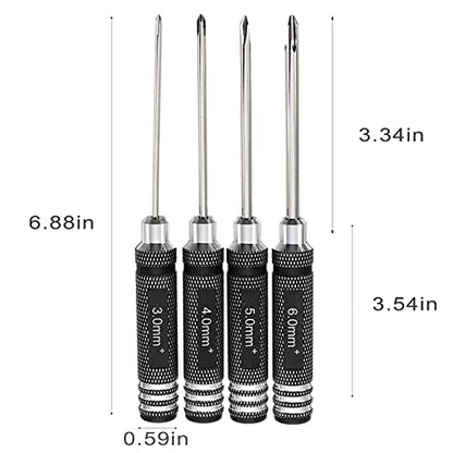 Drone Tool kit - 4Pcs Phillips Screwdriver Steel Tool Set 3.0/4.0/5.0/6.0mm Mini Hand Tools for RC Model Helicopter Boat Cars