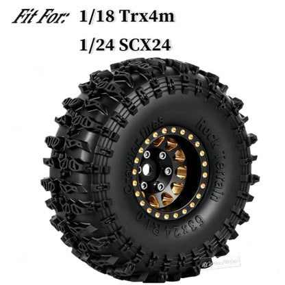 RC 1.0" Beadlock Wheels and Tires for RC Crawler 1/18 TRX4M,1/24 SCX24,Brass 1.0 Beadlock Wheels RC Rims w/ 1.0 Beadlocks Tires Soft Sticky Rubber Tires,4pcs,Style B - style: Style B(4pcs)