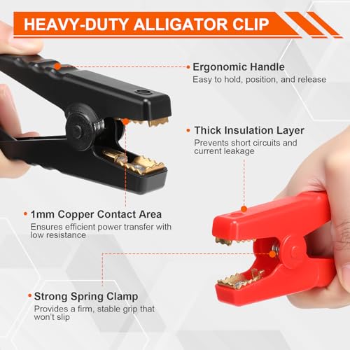 2FT 8AWG Jumper Cable Adapter Compatible with Milwaukee M18 18V | with Heavy-Duty Alligator Clips,or Jump Starting Car Using Tool Battery, Powerful & Portable Car Engine Starter
