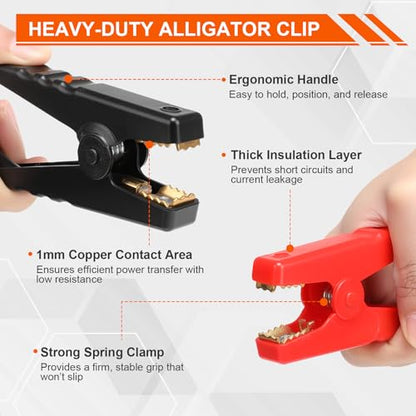 2FT 8AWG Jumper Cable Adapter Compatible with Milwaukee M18 18V | with Heavy-Duty Alligator Clips,or Jump Starting Car Using Tool Battery, Powerful & Portable Car Engine Starter