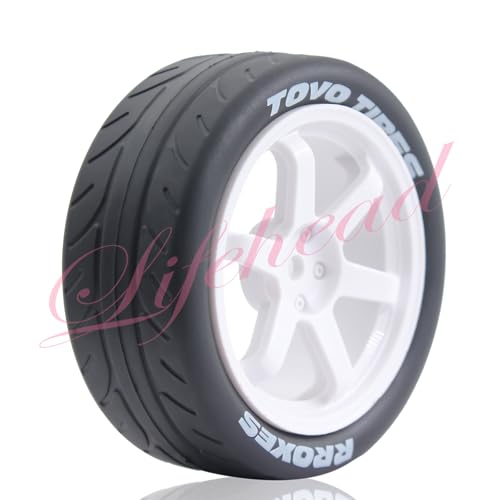 Lifehead 68mm RC On-Road Rally Car Tires and Wheels for 1/10 RC On-Road Touring Drift Car HSP Tamiya XV01 TT01 TT02B HPI Kyosho FAZER MK2 /12mm Hex - color: White