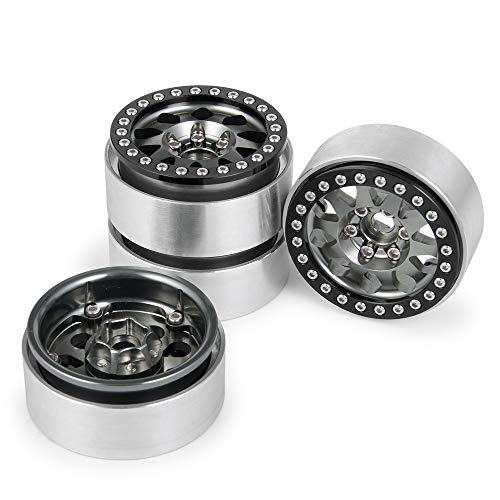 RCLIONS 4pcs 1.9 Beadlock RC Aluminum Wheels Rims for TRX4,AXAIL SCX10 III AXI03007,SCX10 II 1/10th Scale RC Crawler Car Upgrade Parts