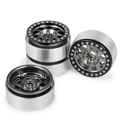 RCLIONS 4pcs 1.9 Beadlock RC Aluminum Wheels Rims for TRX4,AXAIL SCX10 III AXI03007,SCX10 II 1/10th Scale RC Crawler Car Upgrade Parts