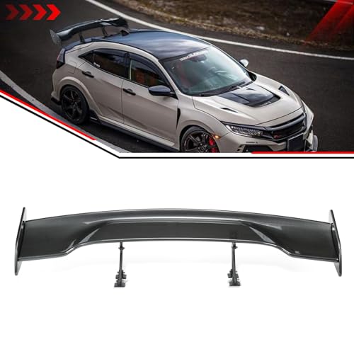 57" Car Rear GT Wing Spoiler, ABS & Aluminum Alloy Universal Rear Spoiler with Adjustable Bracket, Carbon Fiber - style: Carbon Fiber