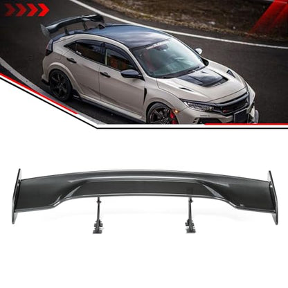 57" Car Rear GT Wing Spoiler, ABS & Aluminum Alloy Universal Rear Spoiler with Adjustable Bracket, Carbon Fiber - style: Carbon Fiber