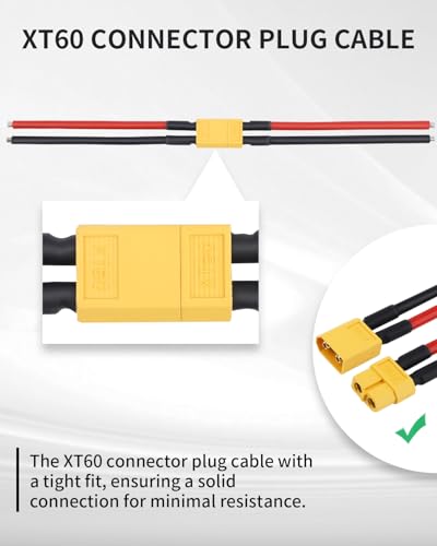 12 PCS XT60 Connector Plug Cable with 12AWG 100mm Silicone Wire, XT60 Connector Adapter, XT60 Male and Female Plug for RC Lipo Battery, Racing Drone, Cable, Car, Boat