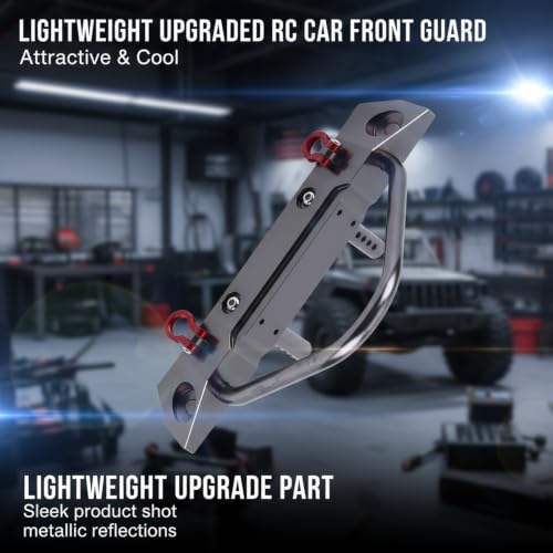 Axial SCX10 Front Bumper Upgrade Part, CNC Machined Aluminum Alloy RC Bumper with Winch Mount for 1/10 Scale and MST SCX10 II Crawler