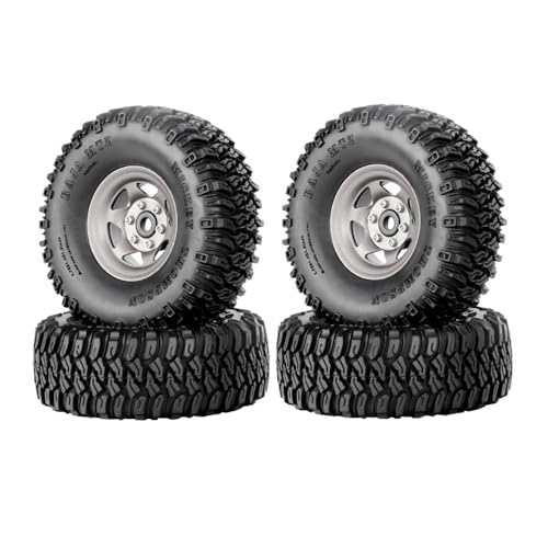 4PCS 1.55 Inch Aluminum Alloy Beadlock Wheel Rim Tyre and 95mm Rubber Tires Set for 1/10 RC Rock Crawler Car Upgrade Parts for Tamiya Axial AX90069 D90 TF2 CC01 LC70(6Spoke-Grey) - color: 6spoke-grey