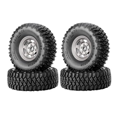 4PCS 1.55 Inch Aluminum Alloy Beadlock Wheel Rim Tyre and 95mm Rubber Tires Set for 1/10 RC Rock Crawler Car Upgrade Parts for Tamiya Axial AX90069 D90 TF2 CC01 LC70(6Spoke-Grey) - color: 6spoke-grey