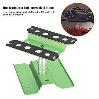 RC Model Car Rotation Repair Station, 1/8 1/10 Scale Car Work Stand, Adjustable Height 80-136mm with Rotating Lock, Durable Aluminum Alloy Platform for RC Car (Green) - color: Green