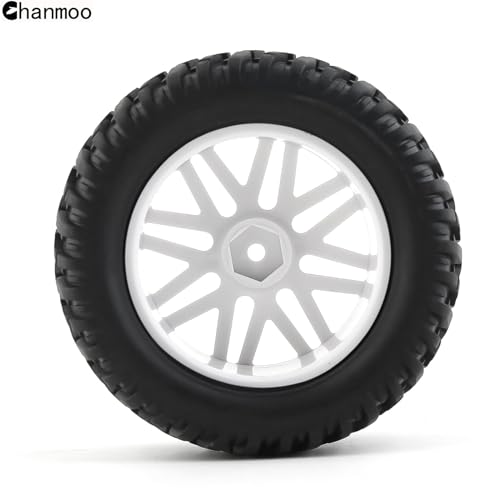 1/10 RC Off Road Tires And Wheels 12mm Hex Rubber Short Course Truck Tyres With Foam Insert For 1:10 Scale Buggy Car ARRMA Traxxas Wltoys 144001 Losi HSP 94107 94170 94155 94177 4PCS (White) - color: White