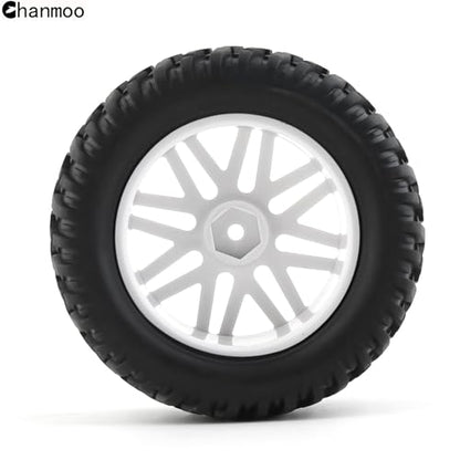 1/10 RC Off Road Tires And Wheels 12mm Hex Rubber Short Course Truck Tyres With Foam Insert For 1:10 Scale Buggy Car ARRMA Traxxas Wltoys 144001 Losi HSP 94107 94170 94155 94177 4PCS (White) - color: White