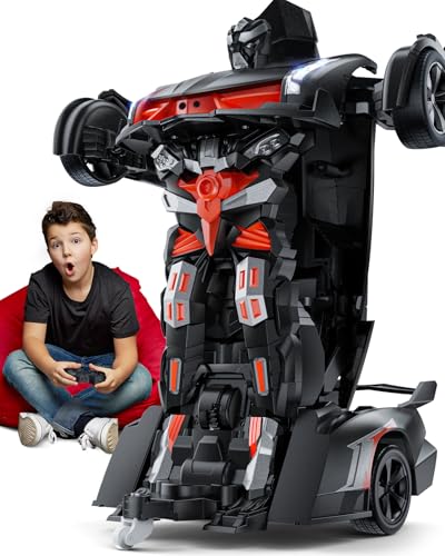 Veeniix V992 1:14 Scale 2-in-1 Transform RC Robot Car Toy, Gray | Gesture Sensing & Auto Deformation, LED Lights & Sound, 2 Batteries 60 Min Play, Durable ABS, Gift for Kids Ages 6+ - color: Gray