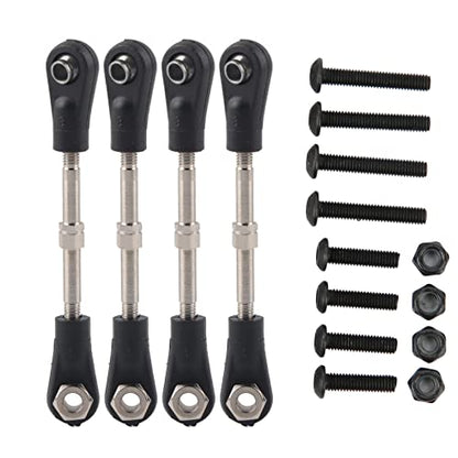 RC Steering Tie Rod Linkage 4pcs Set | Adjustable 2.4-2.8in for 1/10 Off - Road Vehicle | Metal & Plastic Replacement Parts/Crawler Upgrades / M3 Hex Screw Compatible