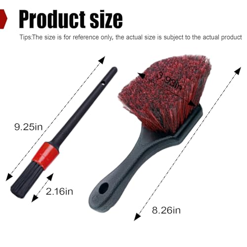 ZIMISI Short Handle Car Wash Brush, Stiff Bristle Carpet Brush, Multipurpose Car Cleaning Kit, Wheel Brushes for Cleaning Wheels, Tire Brushes for Vehicle Body Surface, Rims, Home (Red)