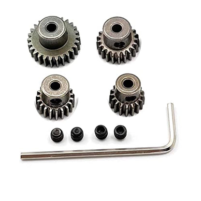 FainWan 4-Pack Steel Metal Mod 0.6 Module Pinion Gear Set Motor Gears 5mm Shaft Hole 17T 21T 26T 29T for RC Cars Trucks Crawlers Buggies