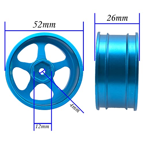 4Pcs Vgoohobby Metal Wheel Rims 12mm Hex Hub 5-Spoke Width 26mm Compatible with 1/10 Tamiya Kyosho HSP HPI Traxxas RedCat Sakura 1/10 On-Road Racing Touring RC Drift Car (Blue) - color: Blue
