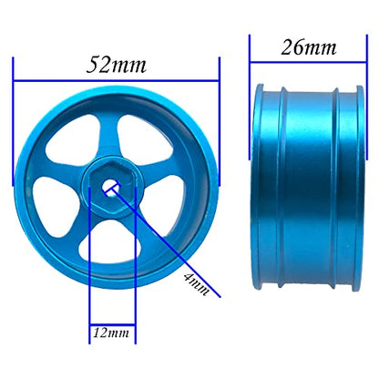 4Pcs Vgoohobby Metal Wheel Rims 12mm Hex Hub 5-Spoke Width 26mm Compatible with 1/10 Tamiya Kyosho HSP HPI Traxxas RedCat Sakura 1/10 On-Road Racing Touring RC Drift Car (Blue) - color: Blue