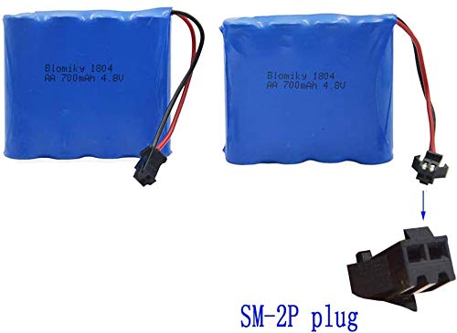 Blomiky 2pcs 4.8V 700mAH Battery Suitable for C182 C185 C181 1/18 1:18 RC Truck Rock Crawler Vehicle or RC Car / C181 Battery 2 Pack