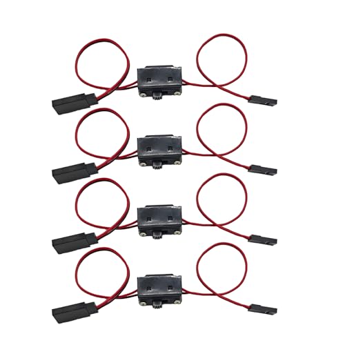 4 Pack RC Car On/Off Switch JR Futaba Style 2 Way Power with Power Switch For 1/10 1/8 1/12 1/16 Crawler Buggy Off Road Truck Car Traxxas Rc4wd Tamiya Axial Drone Airplane Boat