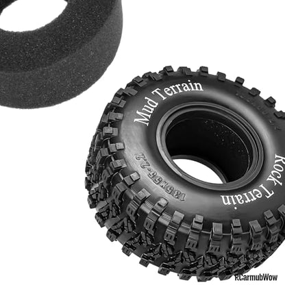 2.2 Inch RC Crawler Tires, 135x55mm Rubber Mud Terrain Tyres w/Foam Inserts, Compatible with TRX4 SCX10 Capra AMG 6x6 Gen8 Everest Gen7 Pro, RCarmubWow 2.2 RC Tires 1/10 Rock Crawler Upgrades Parts