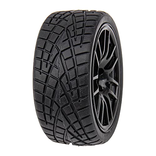 12-Spoke 12mm Hex Hub Wheel Rims & Rubber Tires Compatible with HSP Tamiya HPI Kyosho 1/10 On Road Touring Car WLtoys 1/14 144001 Traxxas 1/16 Slash RC 1/18 A959B Buggy (Black)