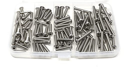 iexcell 100 Pcs M4 x 16/18/20/25/30 Stainless Steel 304 Hex Socket Button Head Cap Screws Bolts Assortment Kit - size: M4 x 16/18/20/25/30mm