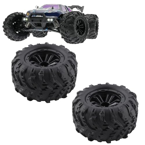 RC Tires, 2Pcs 1/6 Scale 12mm Hex RC Wheels and Tires RC Rubber Wheel Tire Tyre, High Resilience RC Drift Car Tires and Wheel Rims RC Car Accessory for SCY 16101 16102 1/16 RC Car
