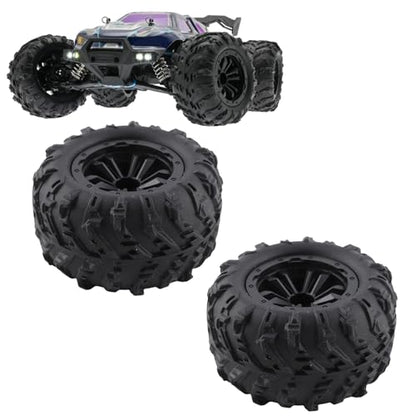 RC Tires, 2Pcs 1/6 Scale 12mm Hex RC Wheels and Tires RC Rubber Wheel Tire Tyre, High Resilience RC Drift Car Tires and Wheel Rims RC Car Accessory for SCY 16101 16102 1/16 RC Car