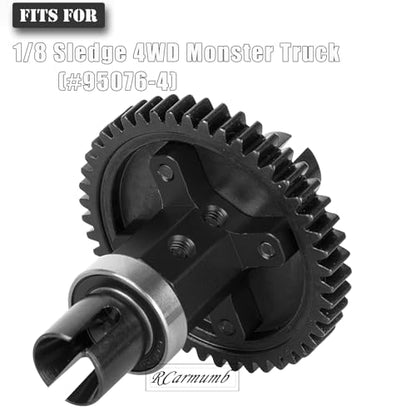 52T Upgrade Part for 1/8 Sledge Center Diff to Straight Shaft,RCarmumb Medium Carbon Steel & Aluminum Heavy Duty Center Differential Spur Gear Shaft Replacement for Sledge Monster Truck,Black - color: Black(1set)