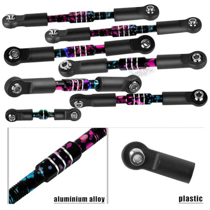 RC Upgrades Part Adjustable Turnbuckles Camber Links Toe Link for 1/10 Slash 4X4 4WD VXL.Alloy Front&Rear Link Set,Colour - color: Colour(for 1/10)