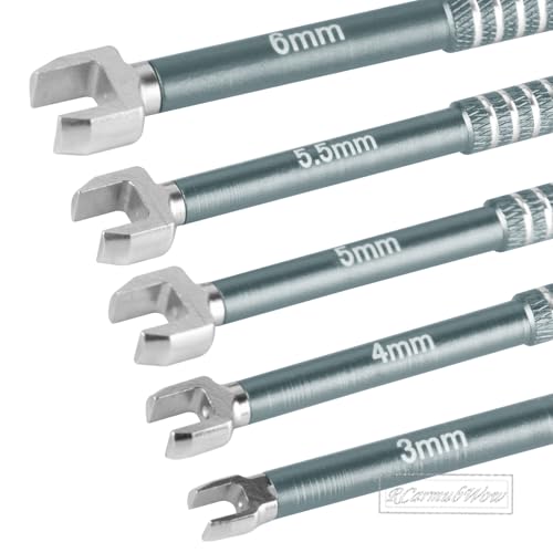 RC 3MM 4MM 5MM 5.5MM 6MM Turnbuckle Wrench Upgrades for RC Car,Medium Carbon Steel Turnbuckle Nut Ball Joint Remover RC Repair Tool,5pcs,Titanium - color: Titanium(1set)