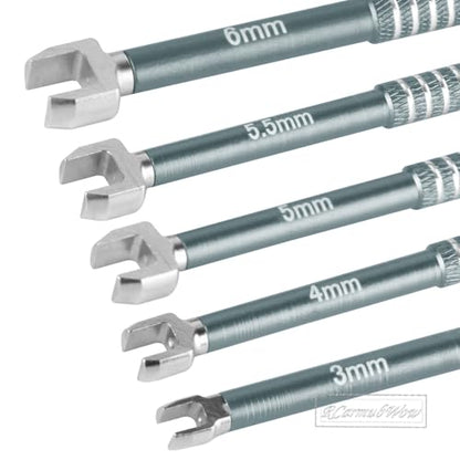 RC 3MM 4MM 5MM 5.5MM 6MM Turnbuckle Wrench Upgrades for RC Car,Medium Carbon Steel Turnbuckle Nut Ball Joint Remover RC Repair Tool,5pcs,Titanium - color: Titanium(1set)