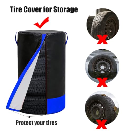 Waterproof Tire Storage Cover – Dust-Proof, Universal Tire Stack Cover for Up to 32" Diameter Tires | Black/Green Two-Tone Design - size: 32x47 in, style: Black+Green