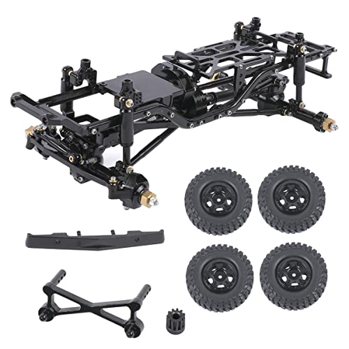 Aluminum Complete Frame Chassis Assembled kit for 1/24 SCX24 AXI00001 C10 RC Crawler Car Upgrades (Black) - color: Black