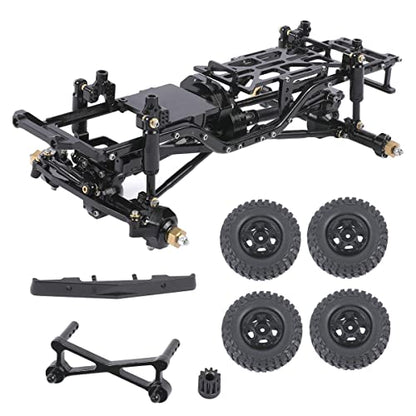 Aluminum Complete Frame Chassis Assembled kit for 1/24 SCX24 AXI00001 C10 RC Crawler Car Upgrades (Black) - color: Black