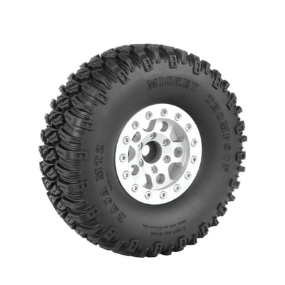 4PCS 1.55 Inch Aluminum Alloy 5Spoke Beadlock Wheel Rim Tyre and 95mm Rubber Tires Set for 1/10 RC Rock Crawler Car Upgrade Parts for Tamiya Axial AX90069 D90 TF2 CC01 LC70 (Silver) - color: Silver