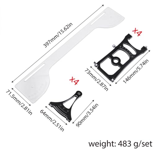 harayaa Off Road Chassis Setup System Set RC Car Aluminum Alloy Setup Gauge Tool Alignment Adjustment Ruler Multifunctional Camber Toe Slip Suitable, Without Wrench - color: Without Wrench