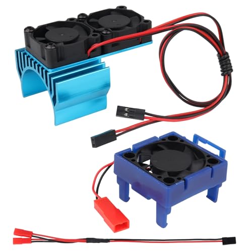 VXL‑3s ESC Cooling Fan and Motor Dual Fan Set Kit Aluminum Heatsink for Traxxas Slash/Stampede/Rustler/Hoss 4x4 VXL, Velineon VXL‑3s System