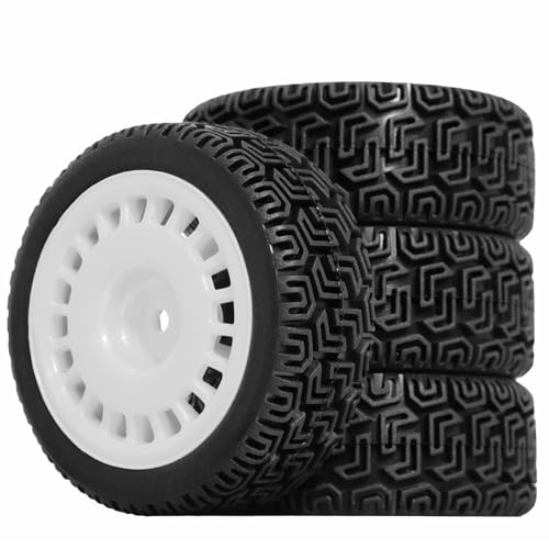 1/10 RC On-Road tires 68mm 4 PCS Rally Tires General Purpose Grip Soft Material Tread For 1:10 Tamiya xv02 Maze Tires Lc Off-Road 94123 Kyosho FW06%t048 (white, 3) - color: white