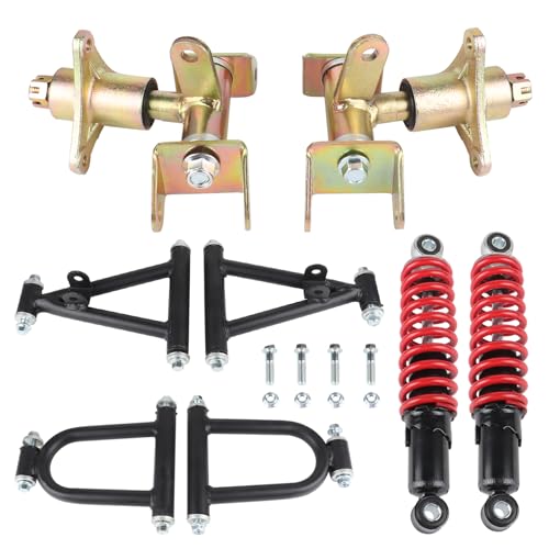 Front Suspension Shock Swing Arm Full Kit Upper Lower Steering Knuckle Spindle Kit For ATV Quad Bike Go Kart Buggy DIY Parts (220mm Front Suspension Shock Kit) - size: 220mm Front Suspension Shock Kit
