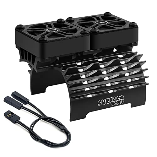 RC Cooling Fan 1/5 16000 High RPM 40mm Twin Motor Cooling Fans | RC Motor Fans w/Metal Heatsink for Diameter 55-58mm Motor Compatible with 1/5 1/6 Scale RC Car Truck