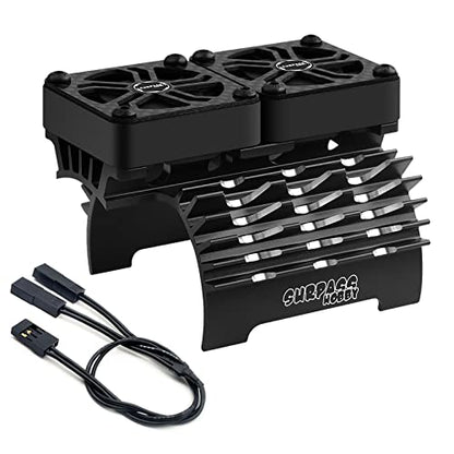 RC Cooling Fan 1/5 16000 High RPM 40mm Twin Motor Cooling Fans | RC Motor Fans w/Metal Heatsink for Diameter 55-58mm Motor Compatible with 1/5 1/6 Scale RC Car Truck