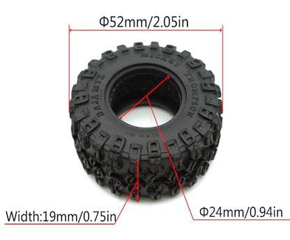 1.0 Inch Sticky Soft Tires 52 * 19mm for TRX-4M SCX24 1/18 1/24 Wheels Upgrades, High Viscosity RC Crawler Rubber Tyre (TW1002)